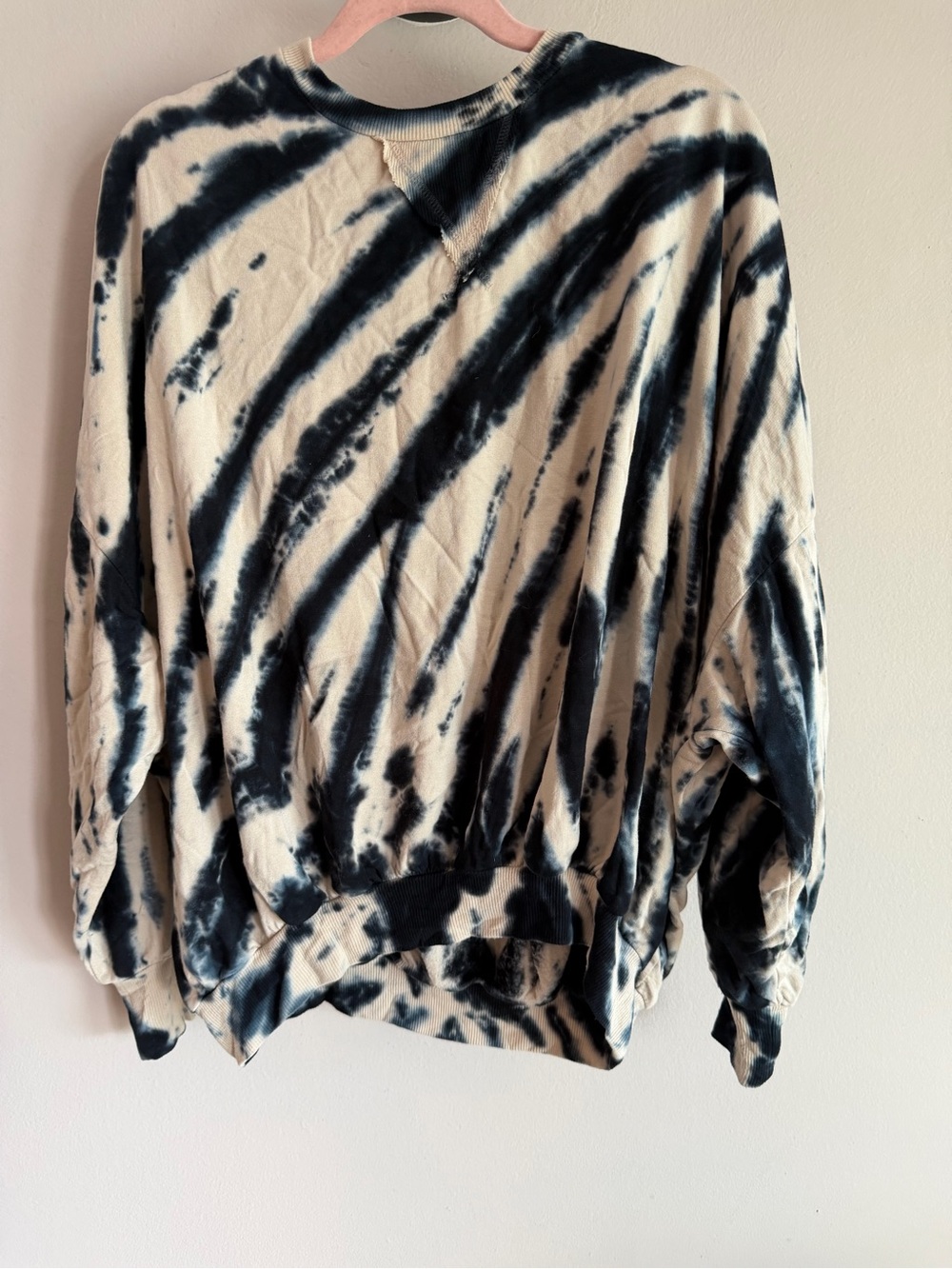 Young Fabulous & Broke Tie Dye Crewneck Sweatshirt Small Black Cream Oversized